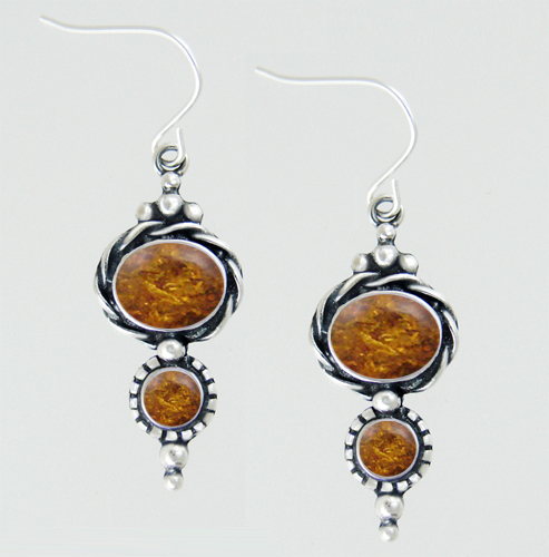 Sterling Silver Drop Dangle Earrings With Amber